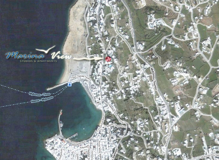 Marina View Studios and Apartments, Mykonos Location