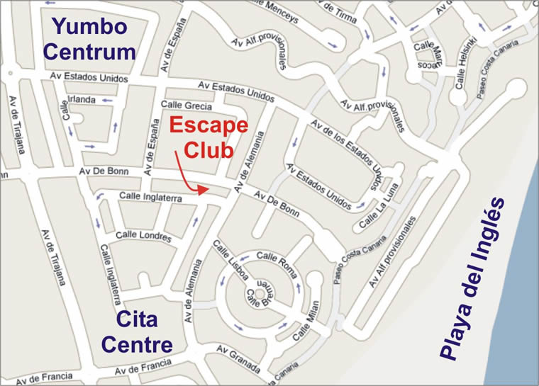 Gran Canaria gay holiday accommodation Escape Club Map