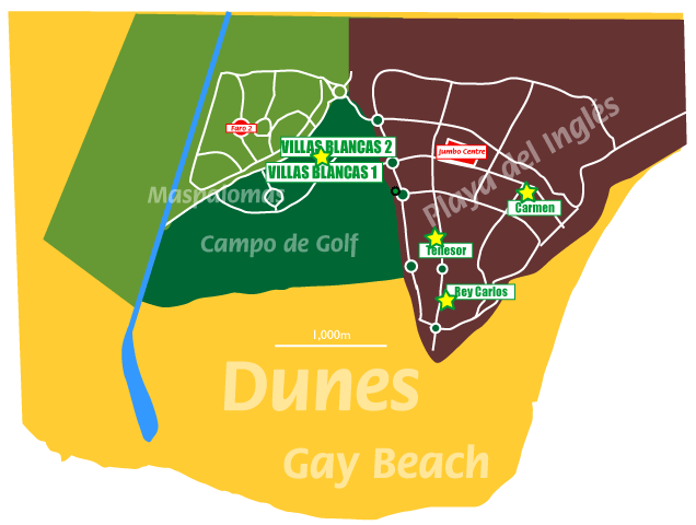 Gran Canaria exclusively gay holiday accommodation Villas Blancas Map
